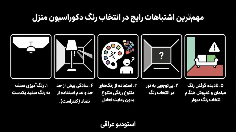 مهم‌ترین اشتباهات رایج در انتخاب رنگ دکوراسیون منزل